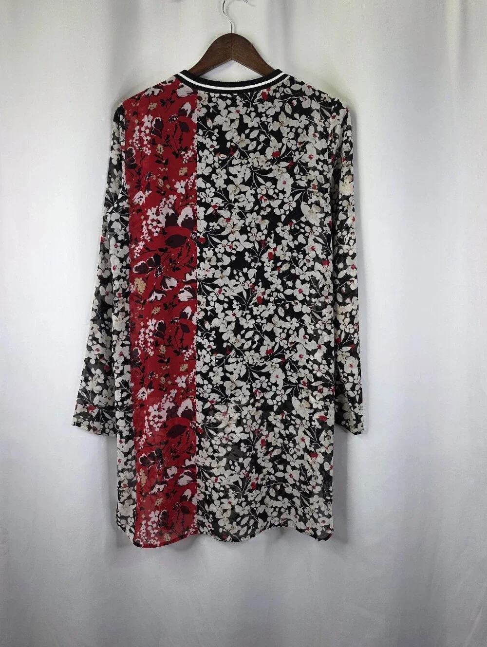 Calvin Klein Womens Size Med Floral Sheer Lined Crew Neck Tunic Dress Multicolor - Picture 11 of 16